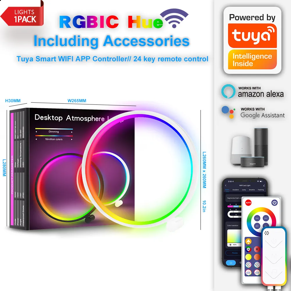 Picture of Smart Creative Desk lamp RGBIC Magic desktop atmosphere light esports desktop 10-inch network red light tuya Smart APP