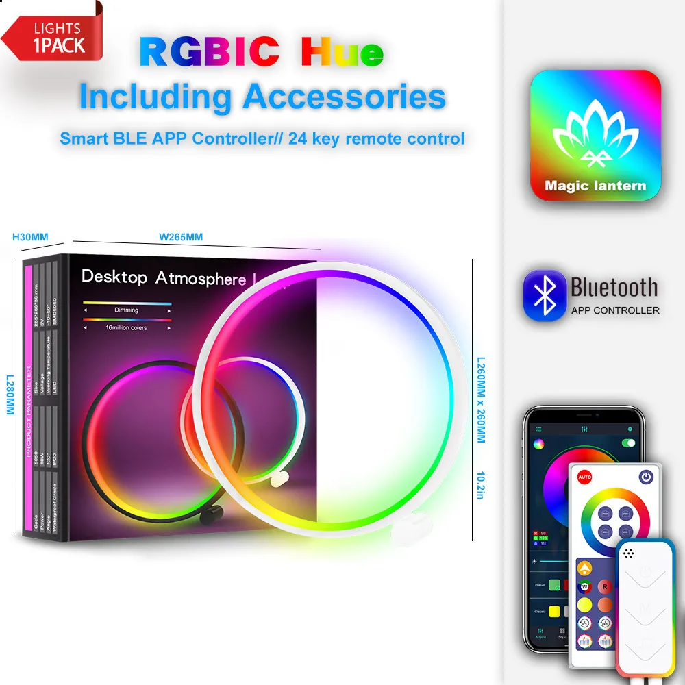 Picture of Intelligent creative desk lamp RGBIC magic desktop atmosphere light e-sports desktop 10-inch network red light Bluetooth version