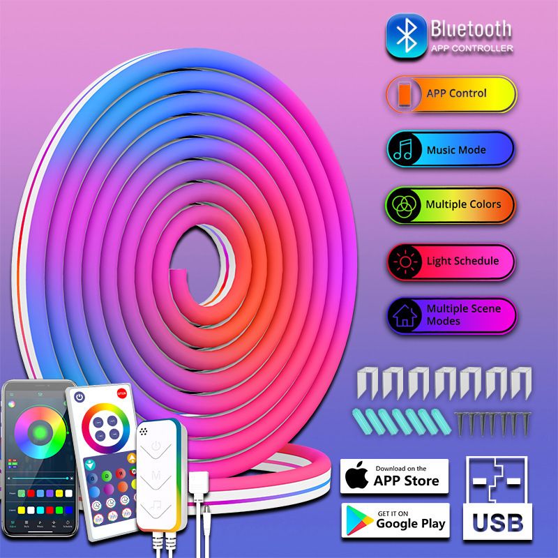 Magic Color DIY modeling 16 million color Music Neon with music light strip Bluetooth Magic Neon Strip set USB light strip 3 meters