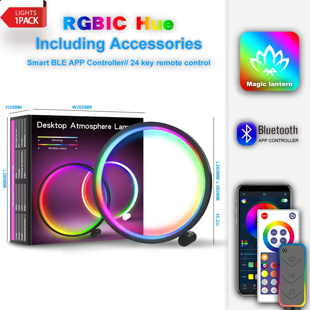 Picture of Intelligent creative desk lamp RGBIC magic desktop atmosphere light e-sports desktop 10-inch network red light Bluetooth version