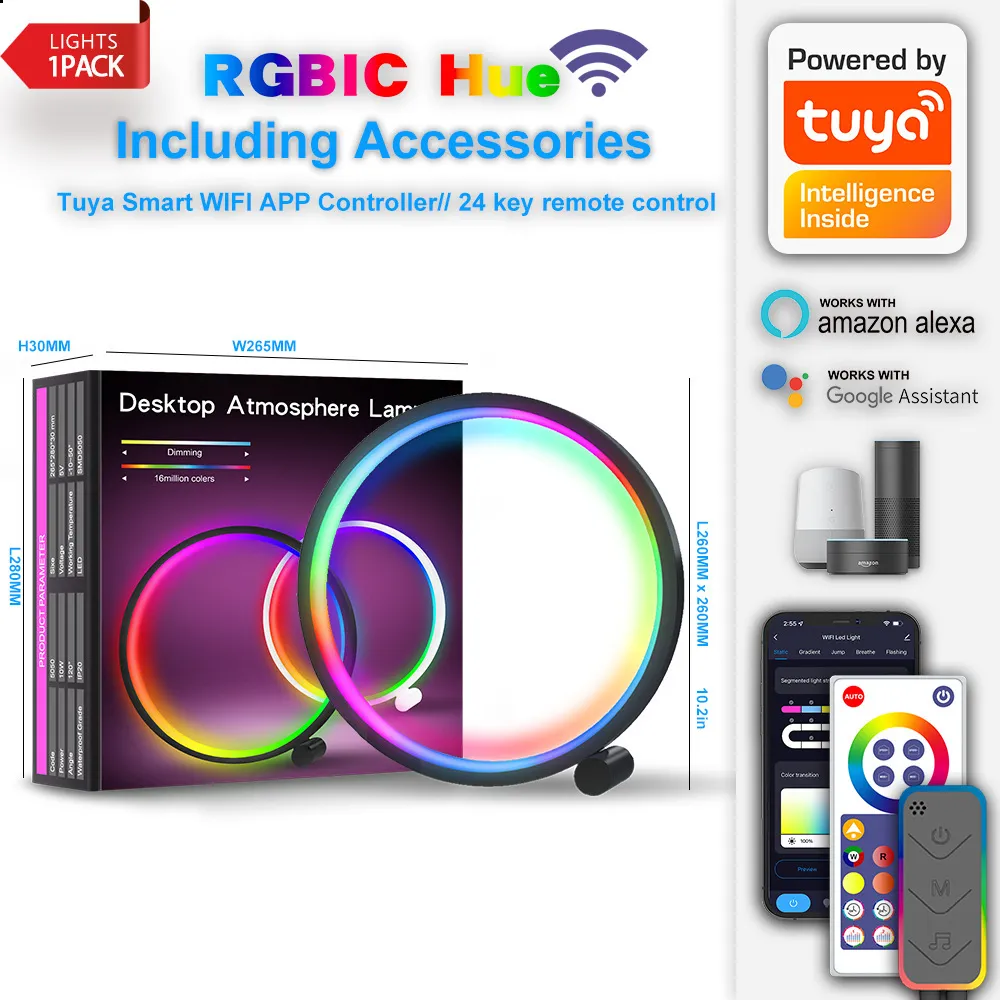 Picture of Smart Creative Desk lamp RGBIC Magic desktop atmosphere light esports desktop 10-inch network red light tuya Smart APP