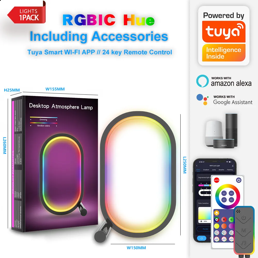 Picture of Smart creative Desk lamp RGBIC Magic desktop atmosphere light esports desktop network red light tuya Smart APP