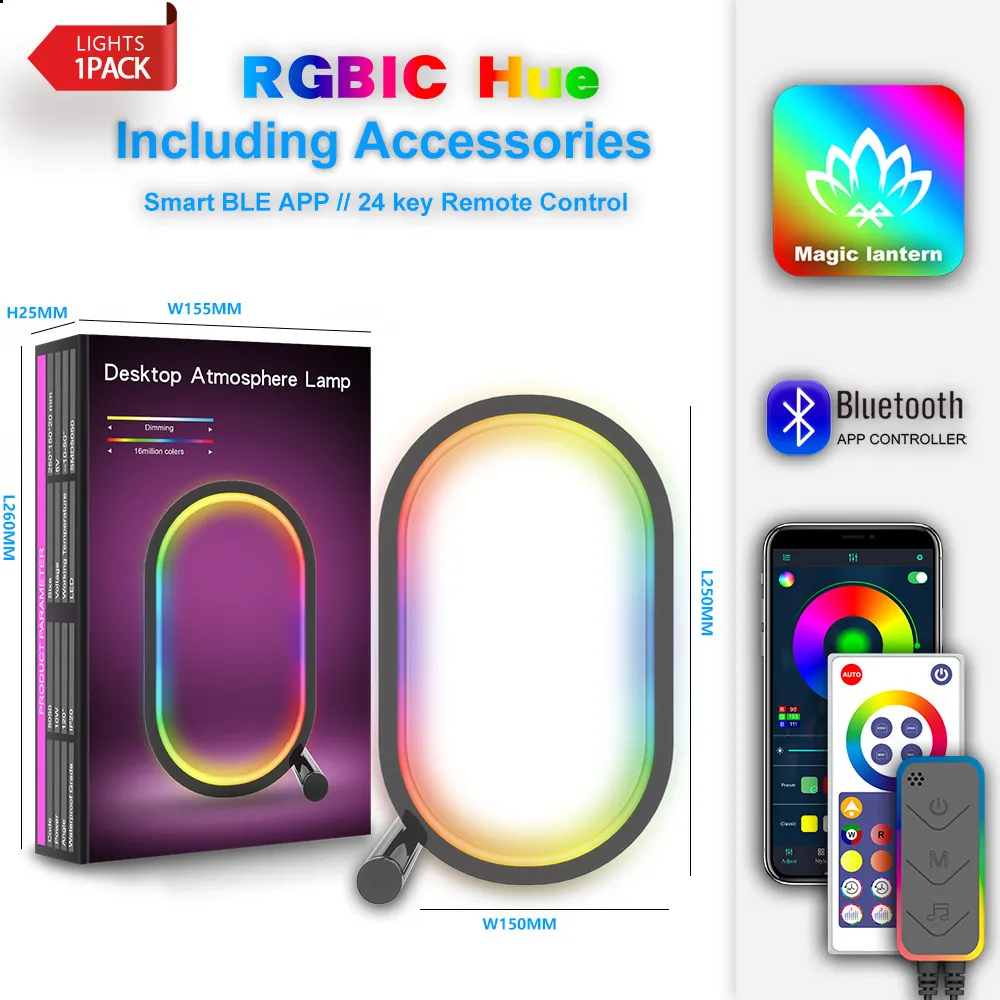 Picture of Intelligent creative desk lamp RGBIC magic desktop atmosphere light e-sports desktop network red light Bluetooth version