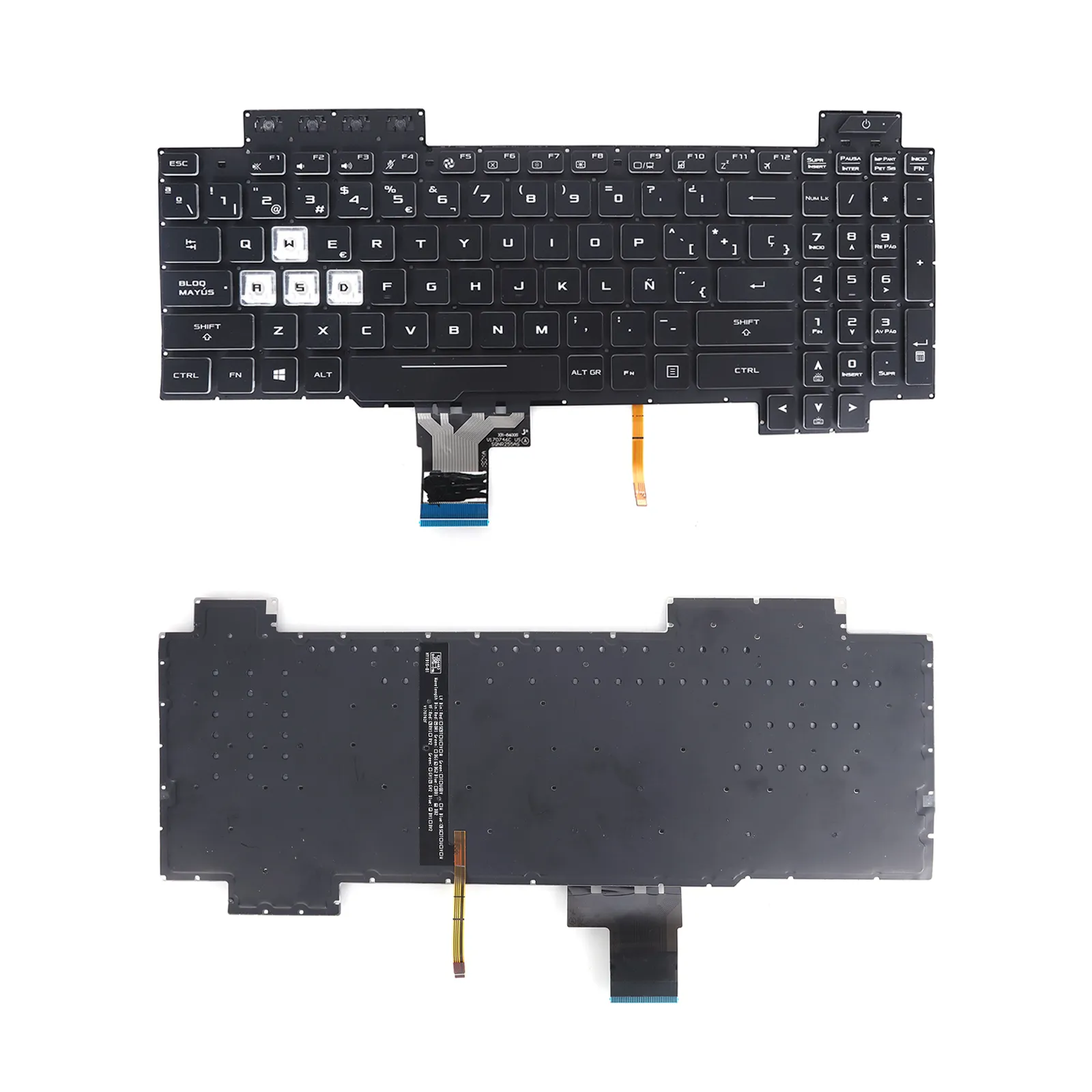 Picture of ASUS FX505  FX504  FX705 FX80  backlit, black, white writing, white border