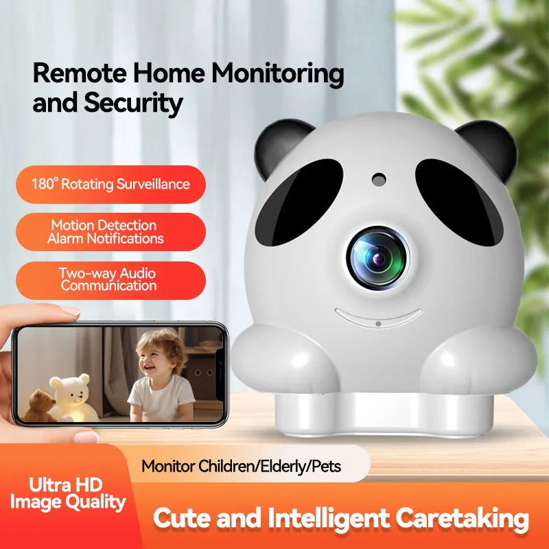 Picture of Panda surveillance camera 2 million pixel HD night vision mobile phone remote wireless wifi180 degree rotation home smart home indoor HD camera mobile detection alarm voice intercom