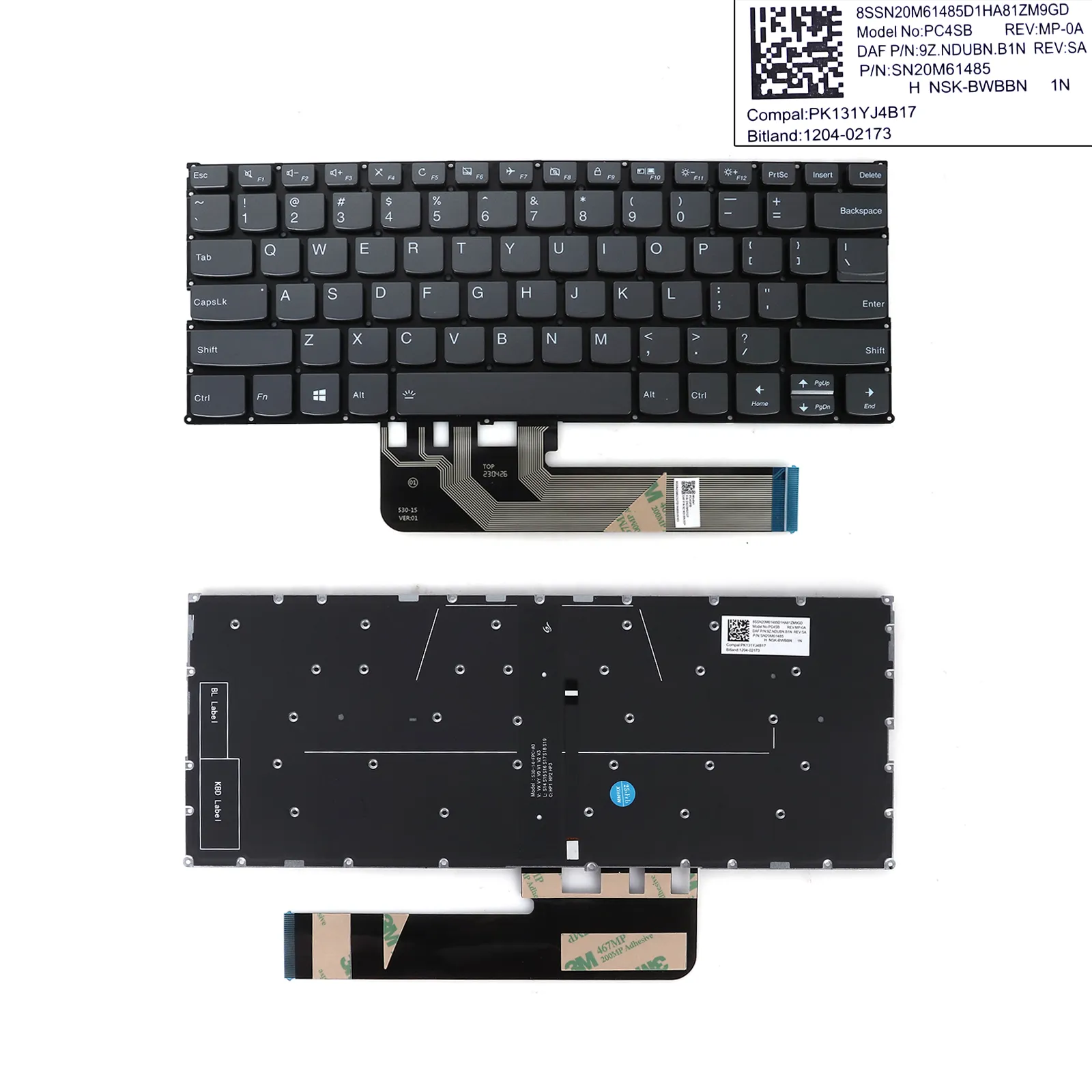 Picture of Lenovo IdeaPad C340-14 C340-14API C340-14IML C340-14IWL GREY（Backlit Win8）