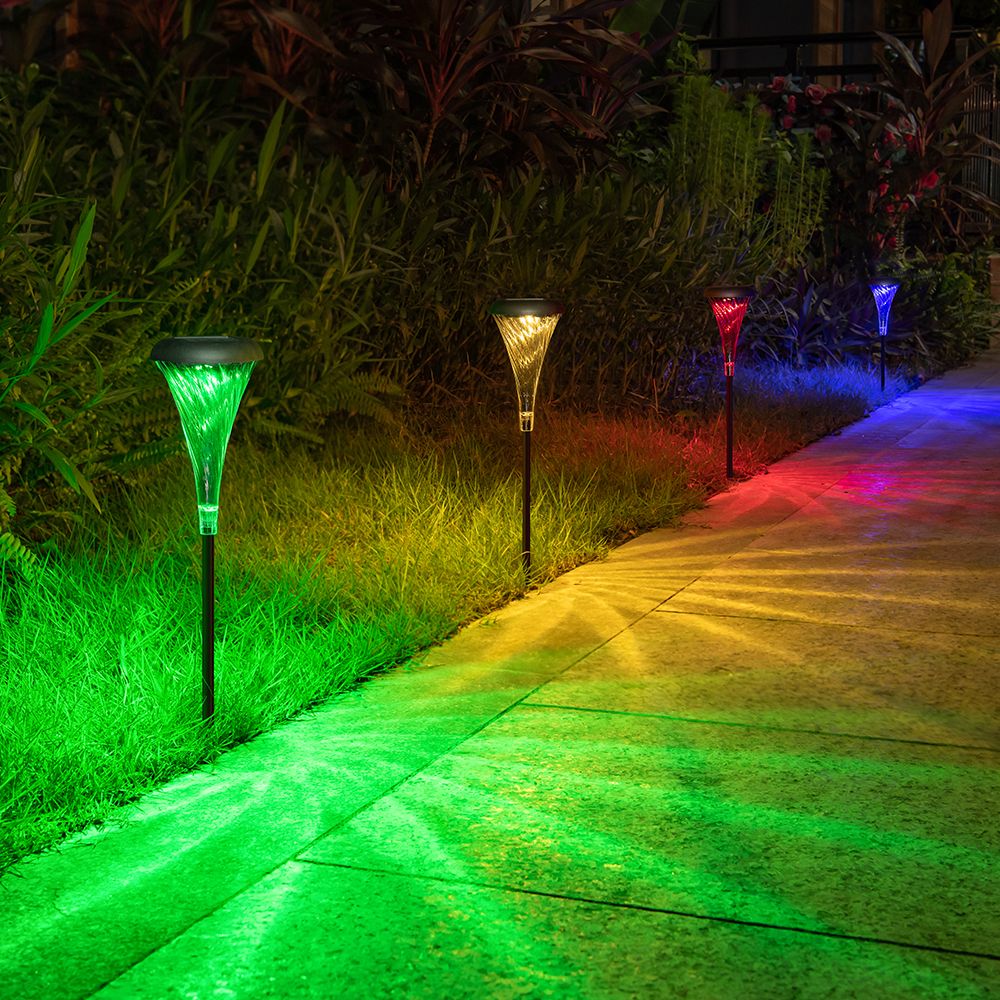 4 pcs/lot solar outdoor LED lights Trumpet decorative ground lights Villa garden lawn waterproof garden lawn light automatic switch 1.2V AAA standard 700mAh Ni-MH waterproof IP55 warm light +RGB view 2