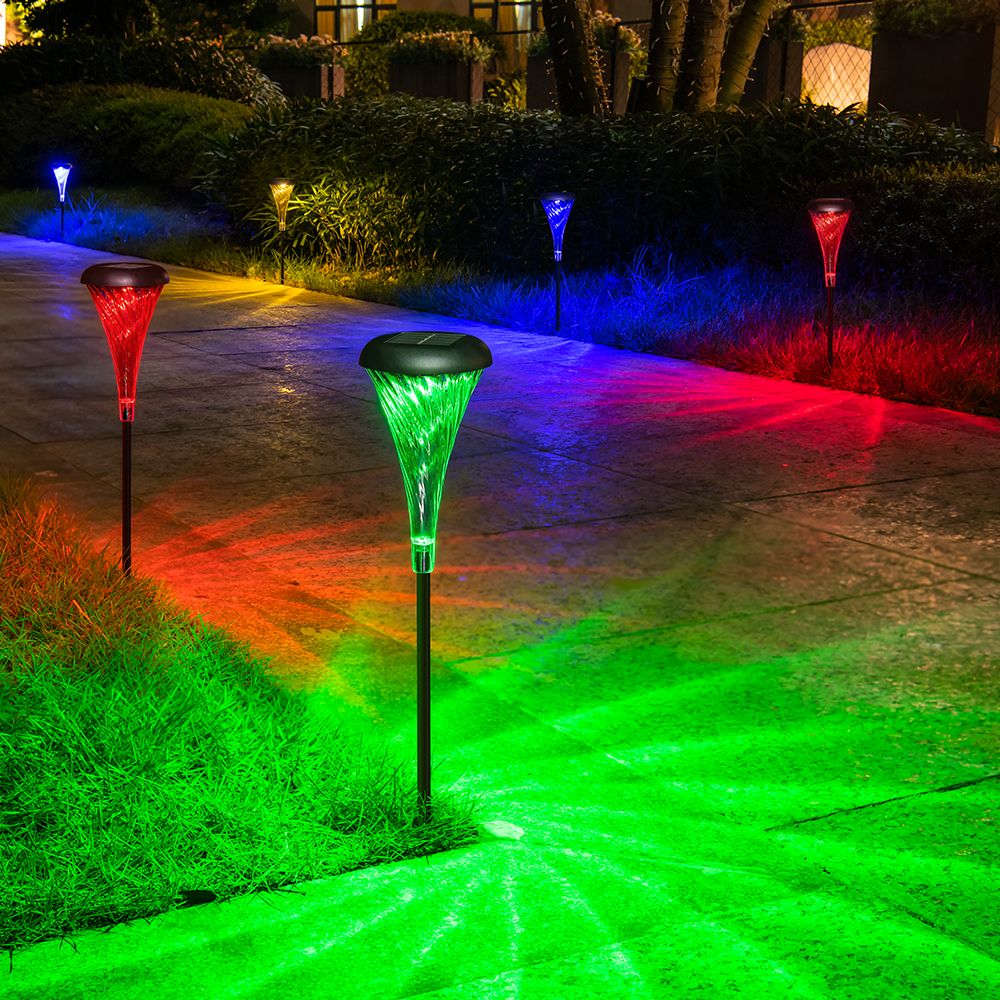 4 pcs/lot solar outdoor LED lights Trumpet decorative ground lights Villa garden lawn waterproof garden lawn light automatic switch 1.2V AAA standard 700mAh Ni-MH waterproof IP55 warm light +RGB