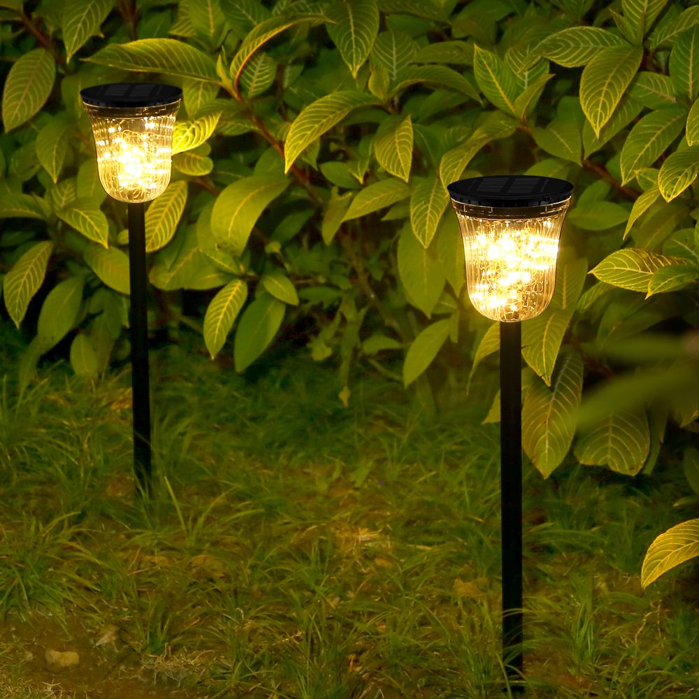 2 pcs/lot solar lawn lights Garden lights Outdoor landscape garden LED lawn garden lights IP55 waterproof 50LM transparent parts +ABS+ hardware warm light view 2