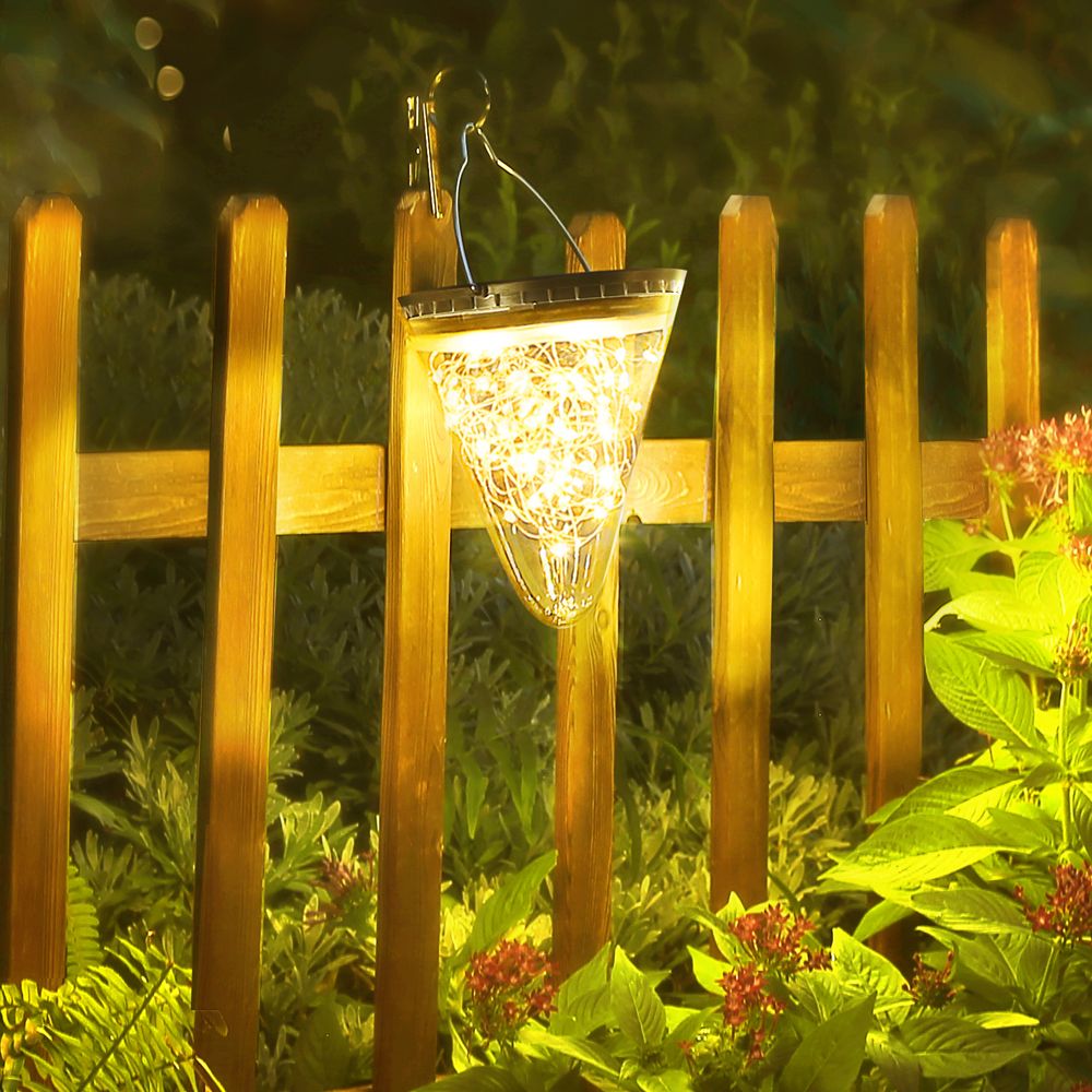 Outdoor solar lights LED lights string home villa outdoor courtyard waterproof garden decoration chandelier star lights intelligent light control three gear mode warm light