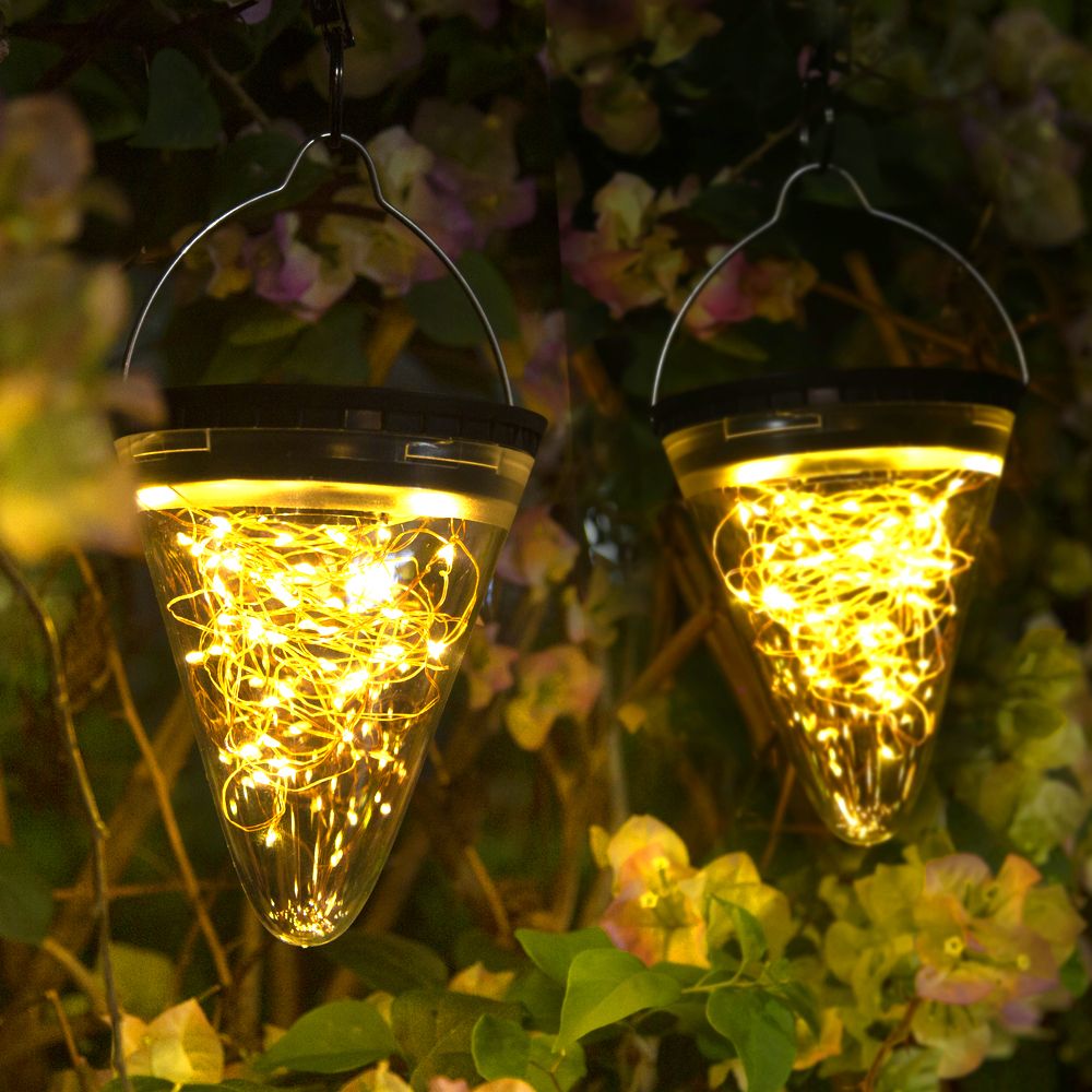 Outdoor solar lights LED lights string home villa outdoor courtyard waterproof garden decoration chandelier star lights intelligent light control three gear mode warm light view 2
