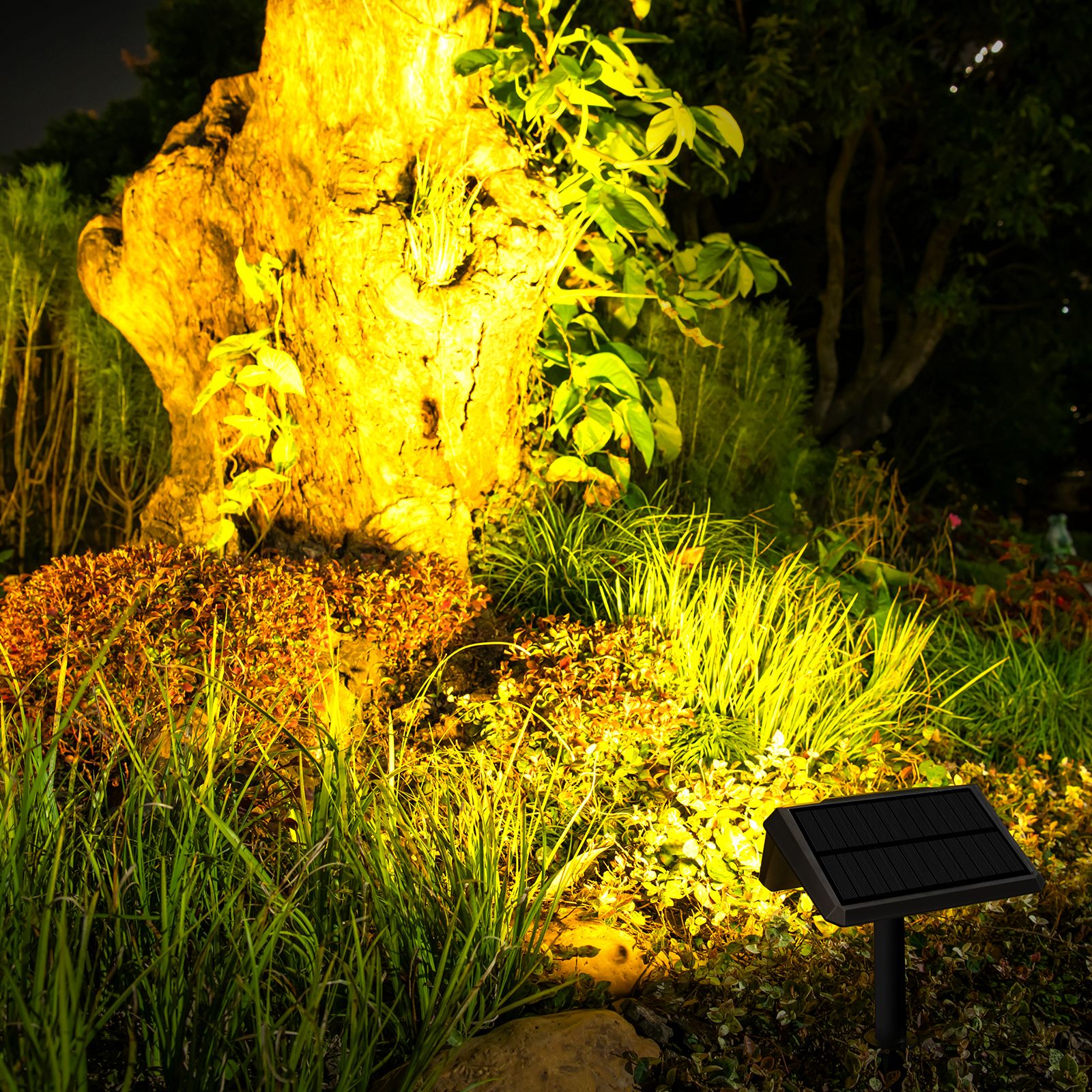 Solar LED light home garden garden light outdoor waterproof outdoor light ground inserted lawn light spotlight 18650 lithium battery warm light