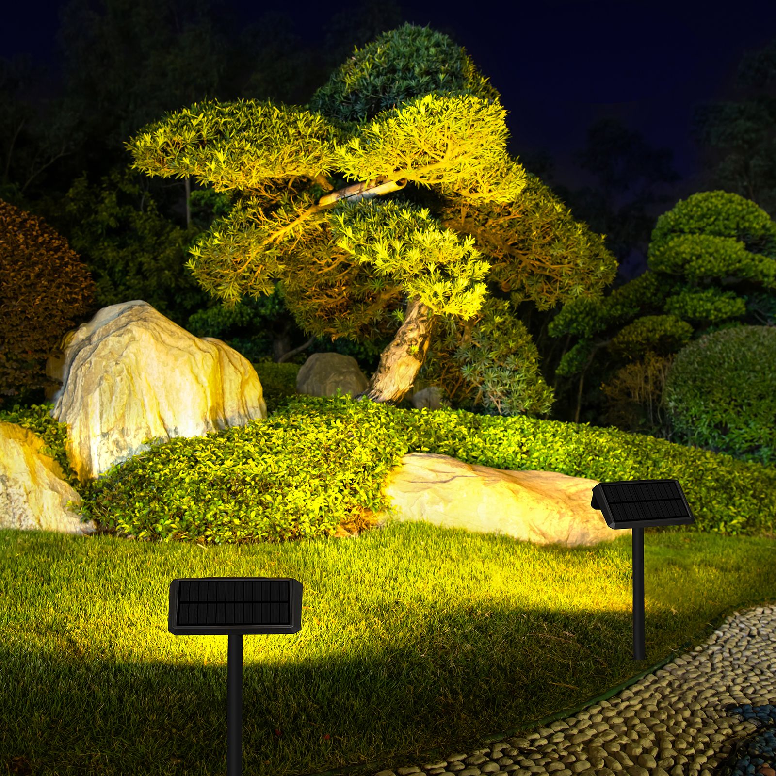 Solar LED light home garden garden light outdoor waterproof outdoor light ground inserted lawn light spotlight 18650 lithium battery warm light view 2