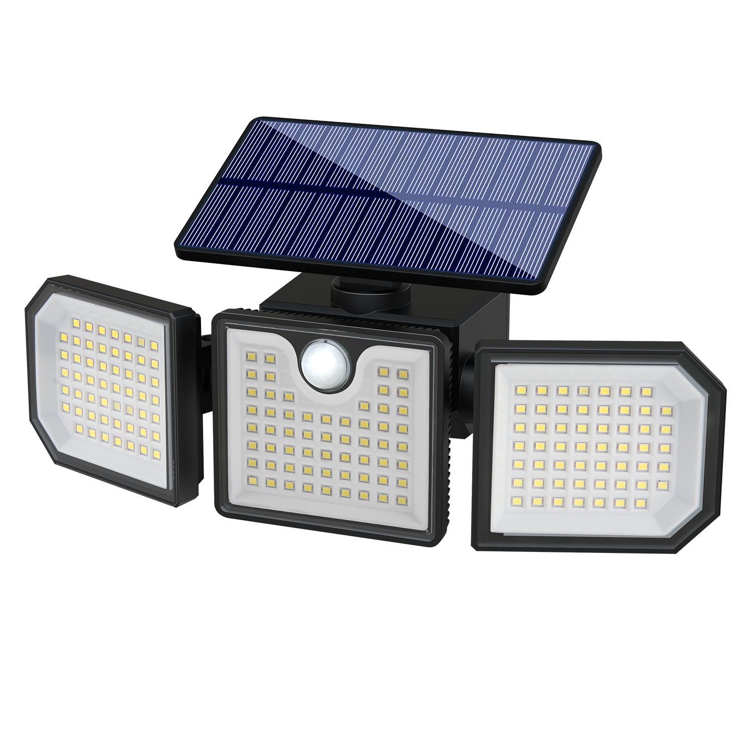 Solar three-head lamps, outdoor sensor floodlights, waterproof searchlights, garden lighting street lamps, emergency lights
