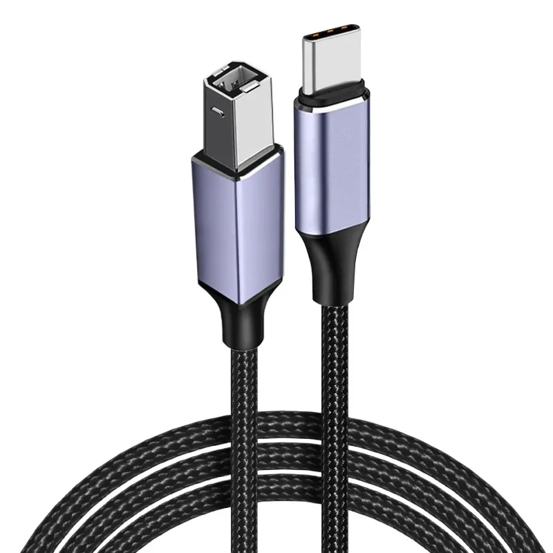 Picture of Type-C to USB 2.0B square port printer braided cable is suitable for notebook computer printing cables and data cables