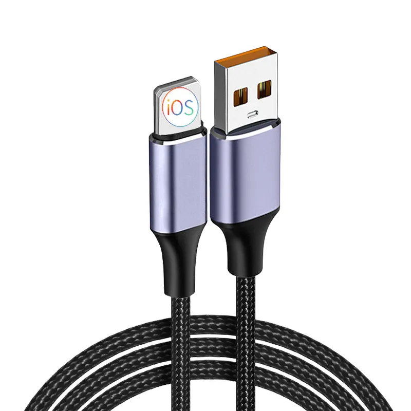 Picture of The 2.4A Lightning fast charging cable for mobile phones is a braided cable suitable for iphones