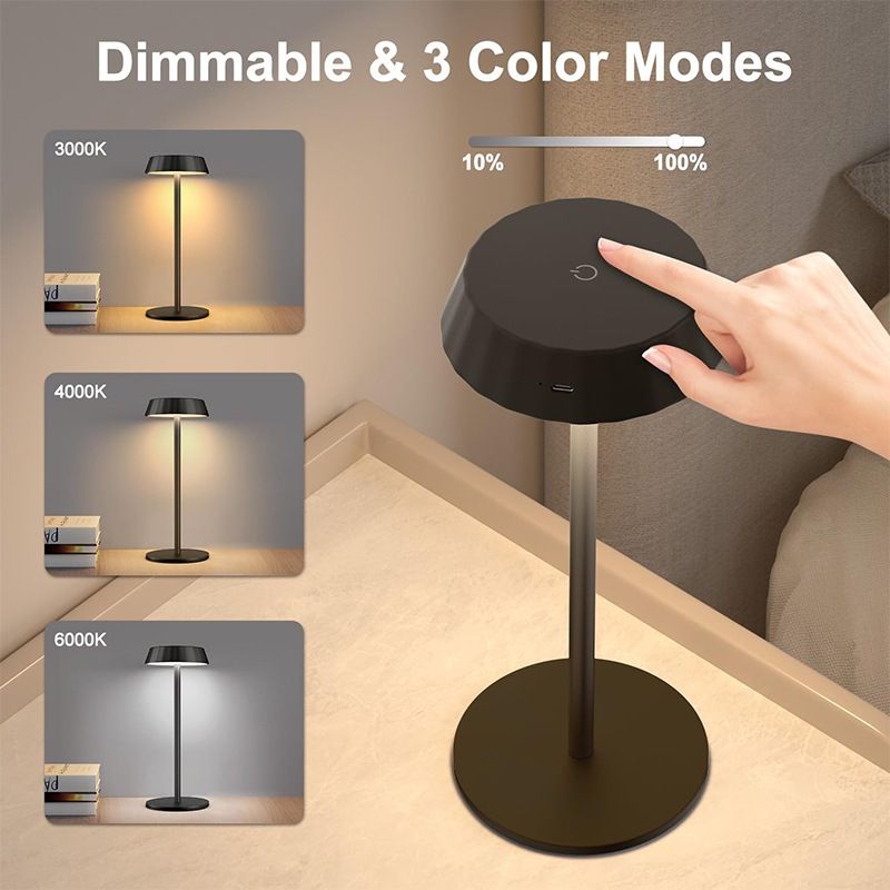 Desktop lamp, night light, study light, bedroom bar counter, dining table, etc. Touch switch, three-color temperature adjustment, 2000mah charging view 2