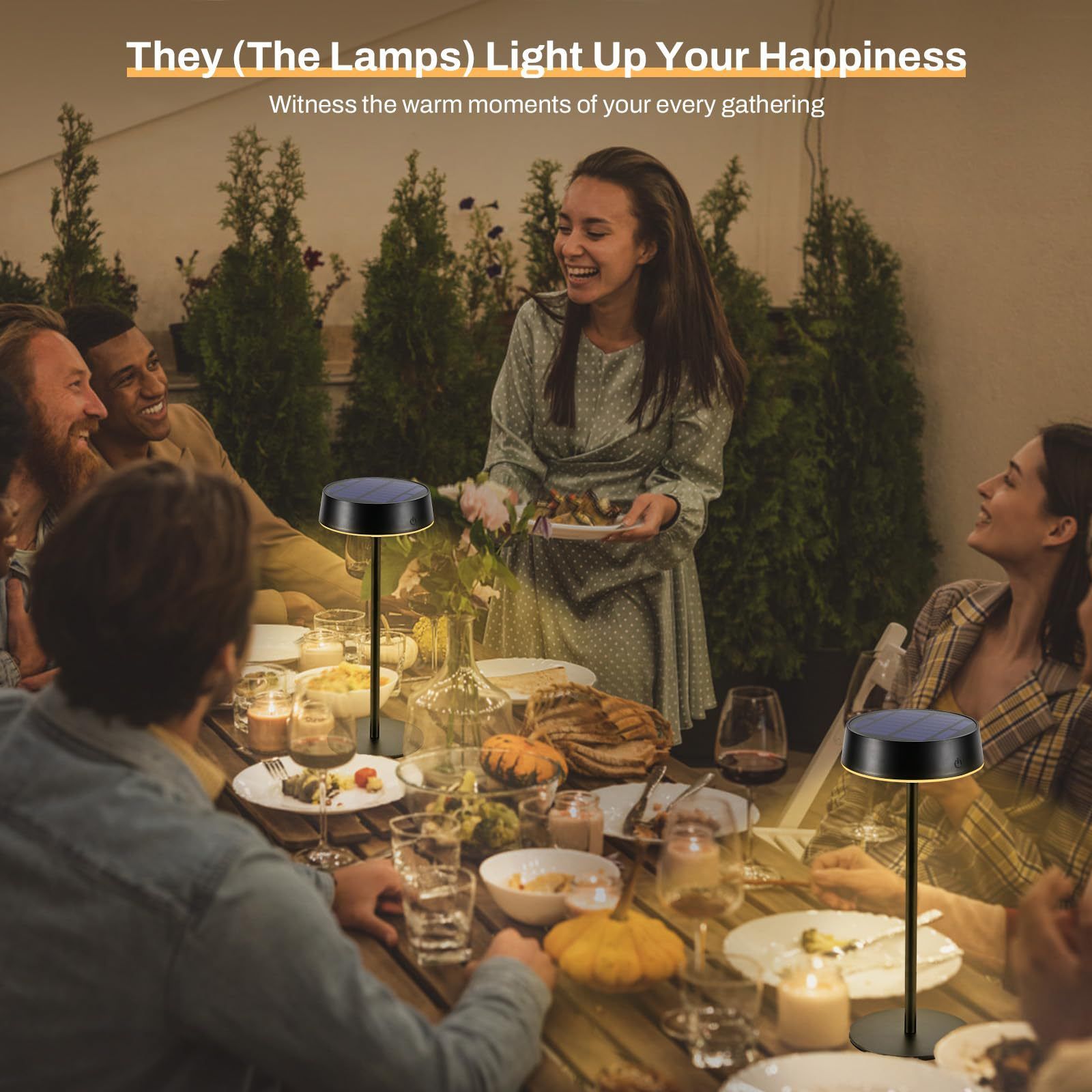 Outdoor IP67 solar table lamp, night light, dining table light, camping light, indoor charging and plugging dual-purpose, atmosphere, light luxury and high-end feel, 2000mah battery