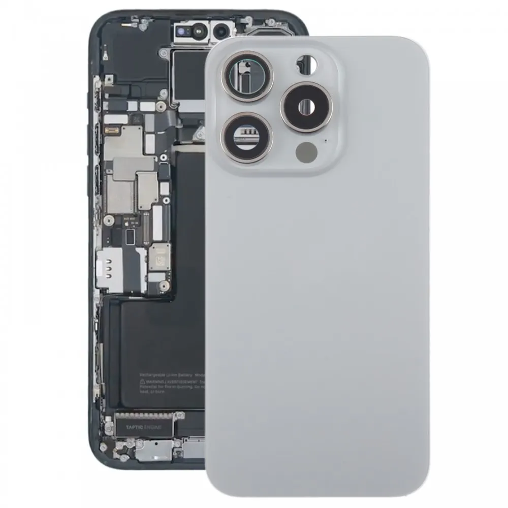 Picture of For iPhone 15 Pro Glass Battery Back Cover with Camera Lens Cover(Grey)