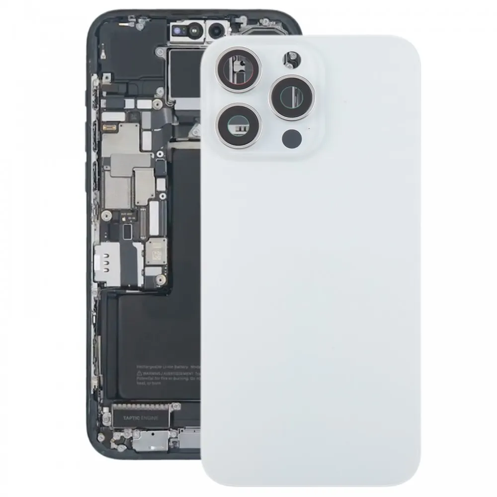 Picture of For iPhone 15 Pro Glass Battery Back Cover with Camera Lens Cover(White)