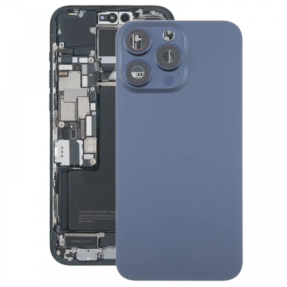 Picture of For iPhone 15 Pro Glass Battery Back Cover with Camera Lens Cover(Blue)