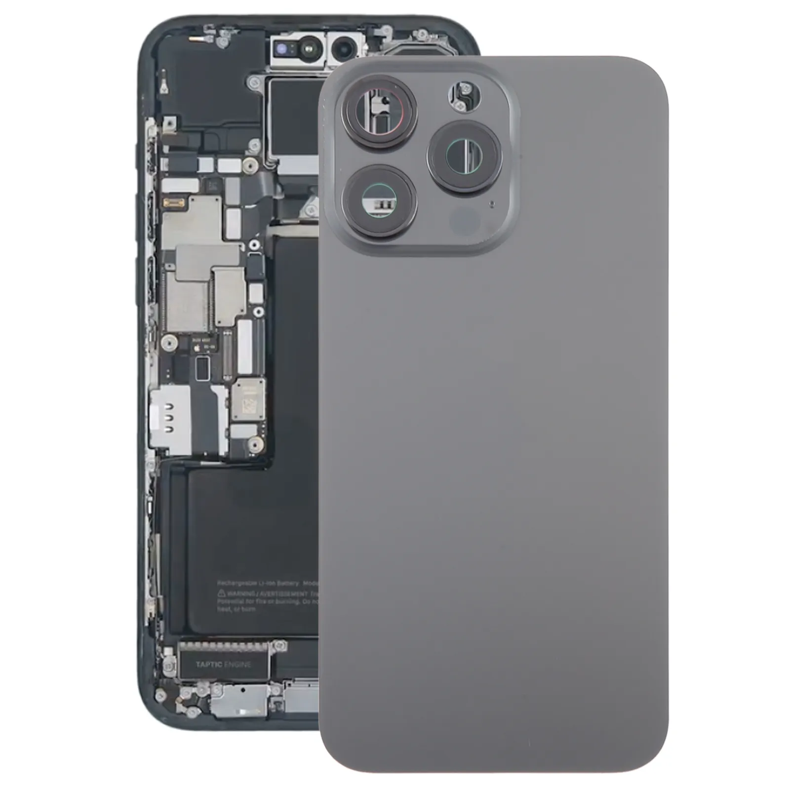 Picture of For iPhone 15 Pro Glass Battery Back Cover with Camera Lens Cover(Black) 