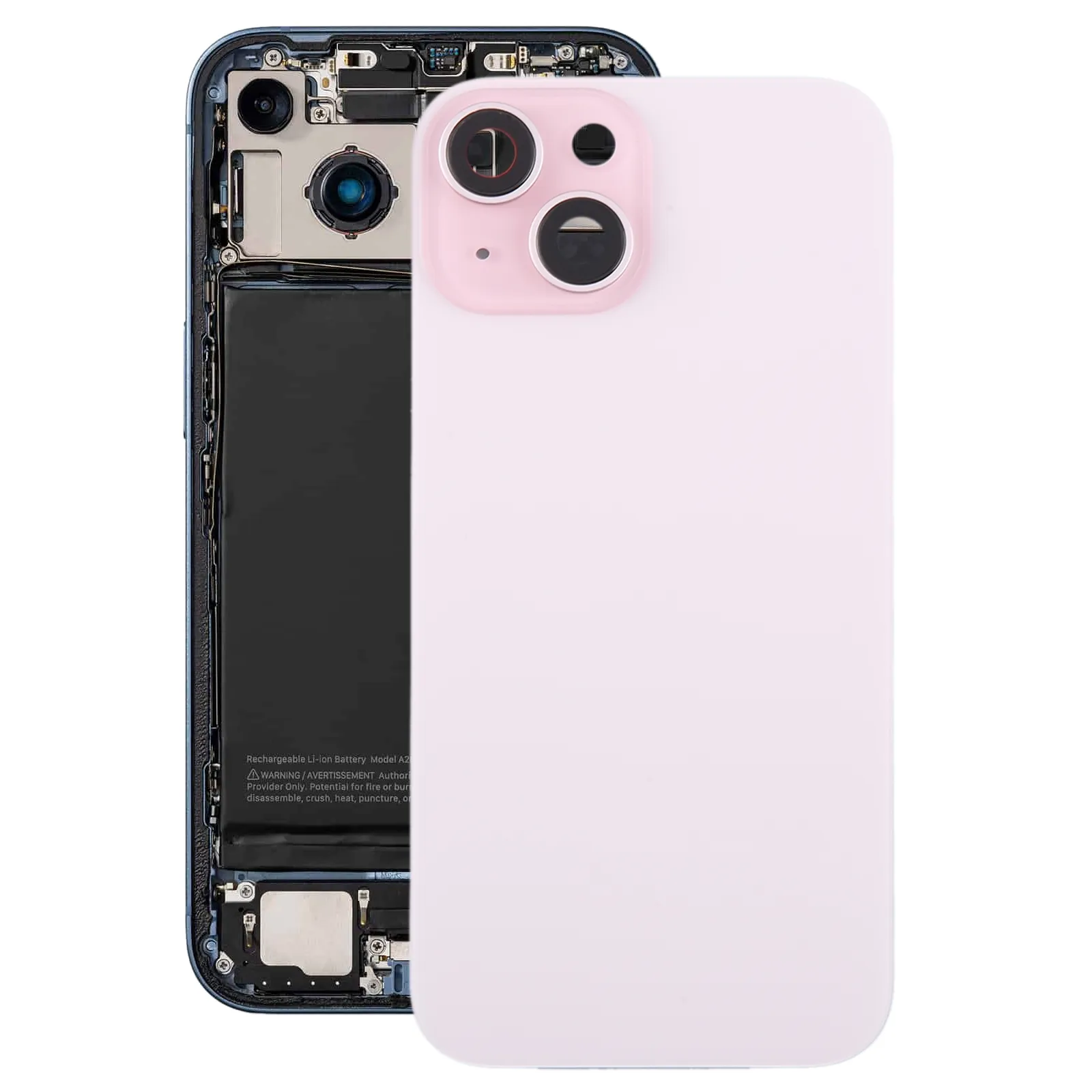 Picture of For iPhone 15 Plus Glass Battery Back Cover with Camera Lens Cover(Pink)