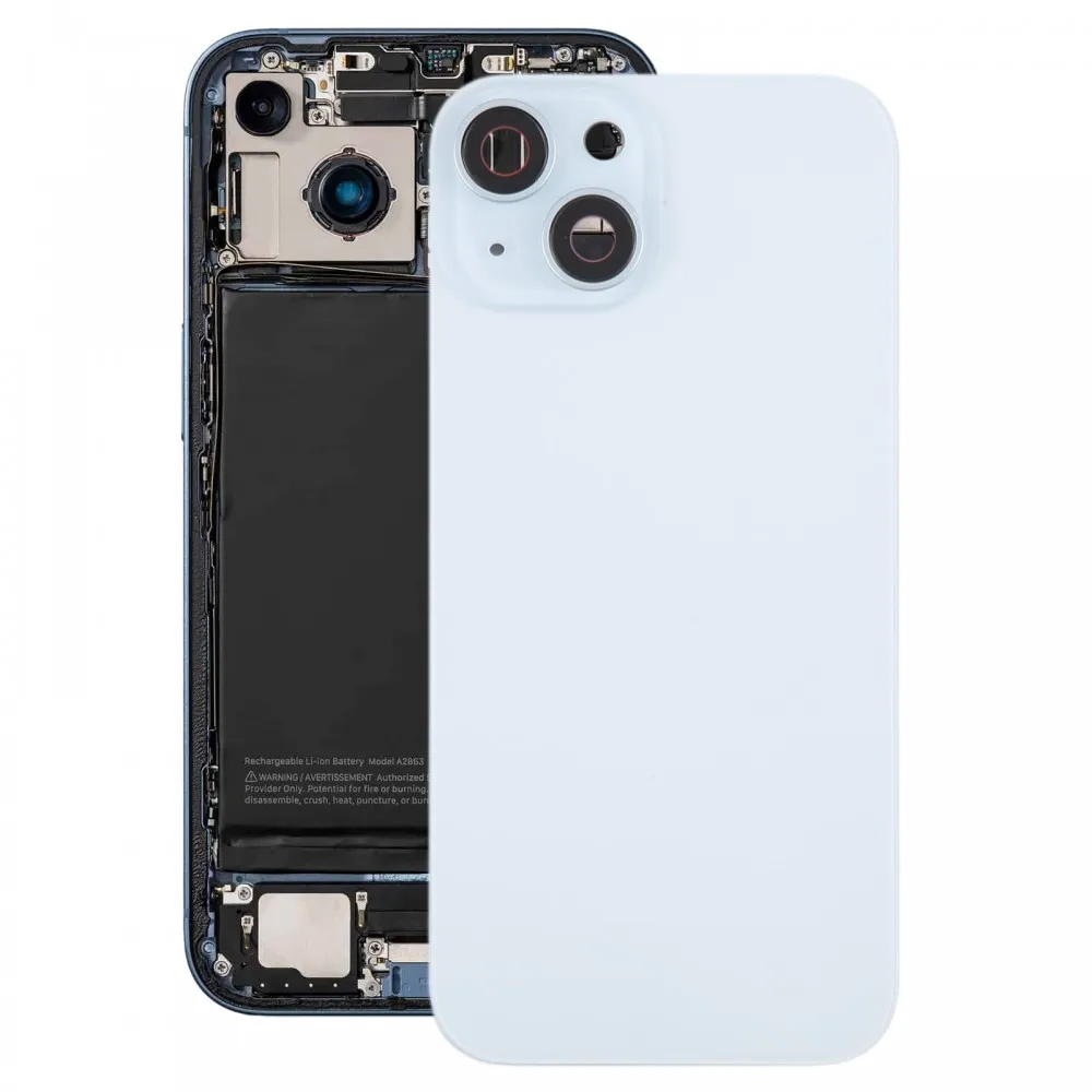Picture of  For iPhone 15 Battery Back Cover with Camera Lens Cover + MagSafe Magnet(Blue)