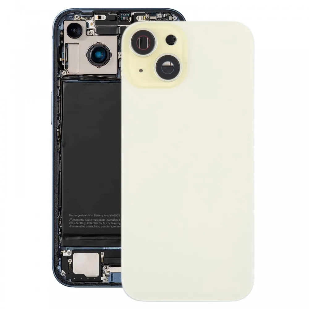 Picture of For iPhone 15 Battery Back Cover with Camera Lens Cover + MagSafe Magnet(Yellow)