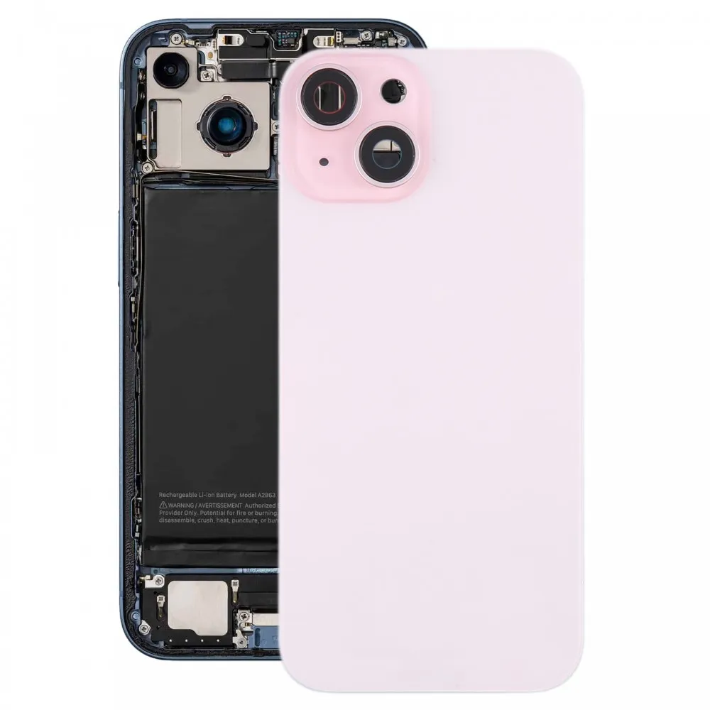 Picture of For iPhone 15 Battery Back Cover with Camera Lens Cover + MagSafe Magnet(Pink)