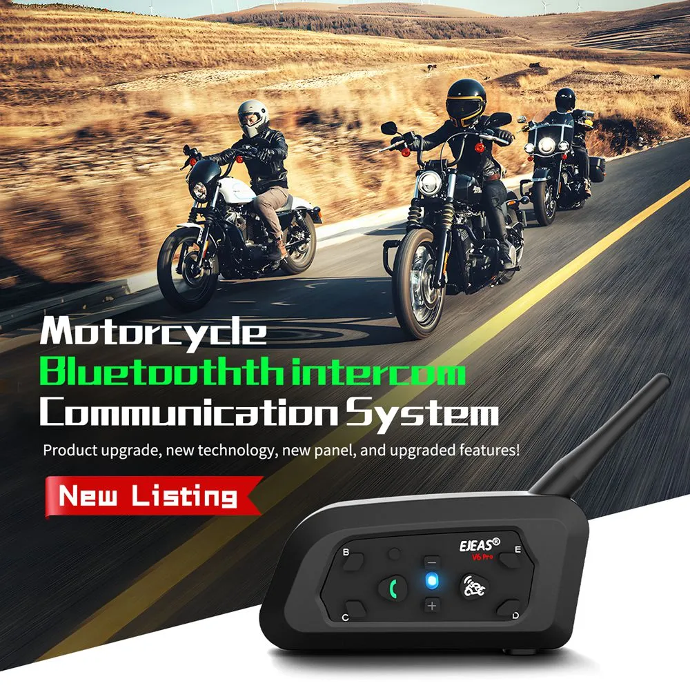 Picture of Motorcycle helmet Bluetooth headset V6Pro+single pack 6-person outdoor switching intercom Bluetooth 5.1 6-person pairing 2-person intercom distance 800 meters CVC noise reduction IP67 type-c interface