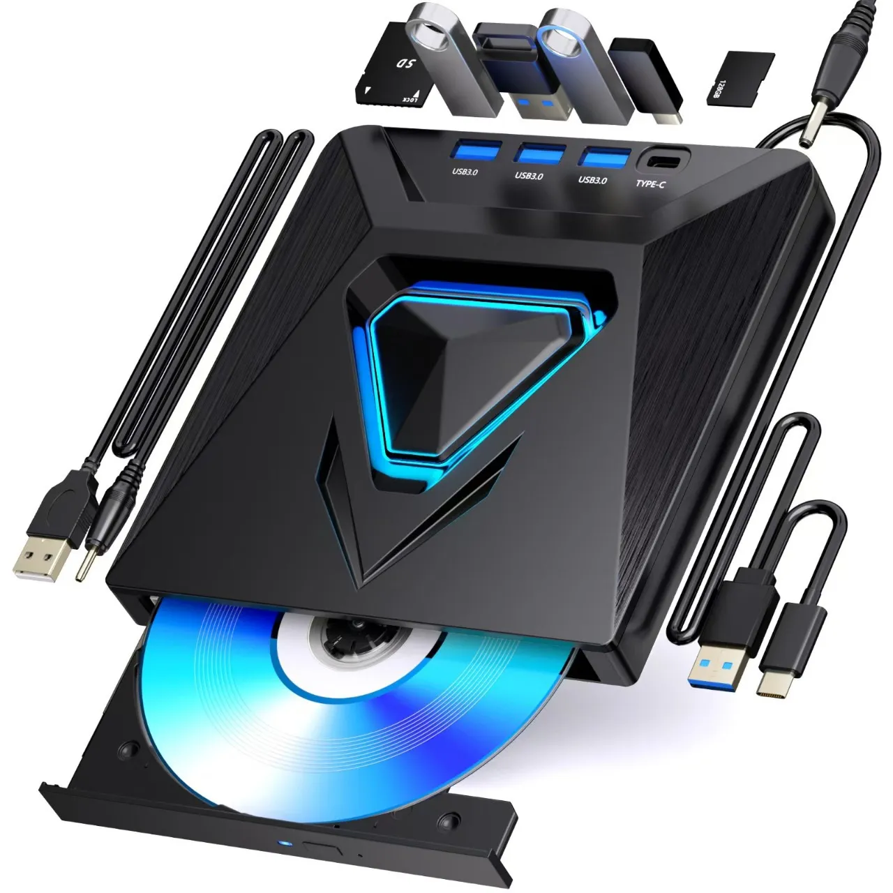 Picture of 8-in-1 USB&Type-C external optical drive, DVD burner, DVD+RW desktop external computer, laptop