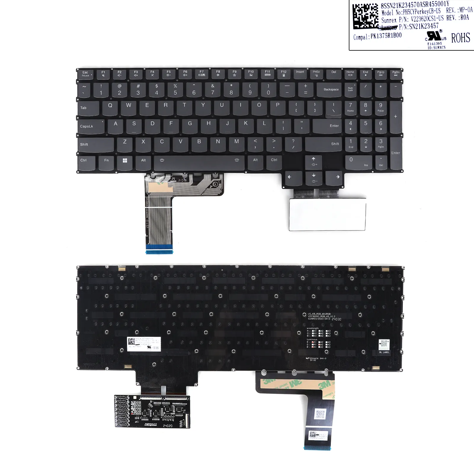 Picture of Laptop US keyboard forLenovo Legion Pro 7 16IRX8 16IRX8H 82wQ 16ARX8 16ARX8H 16IRX9 16IRX9H 83DE GRAY（PCB Backlit，Win8）