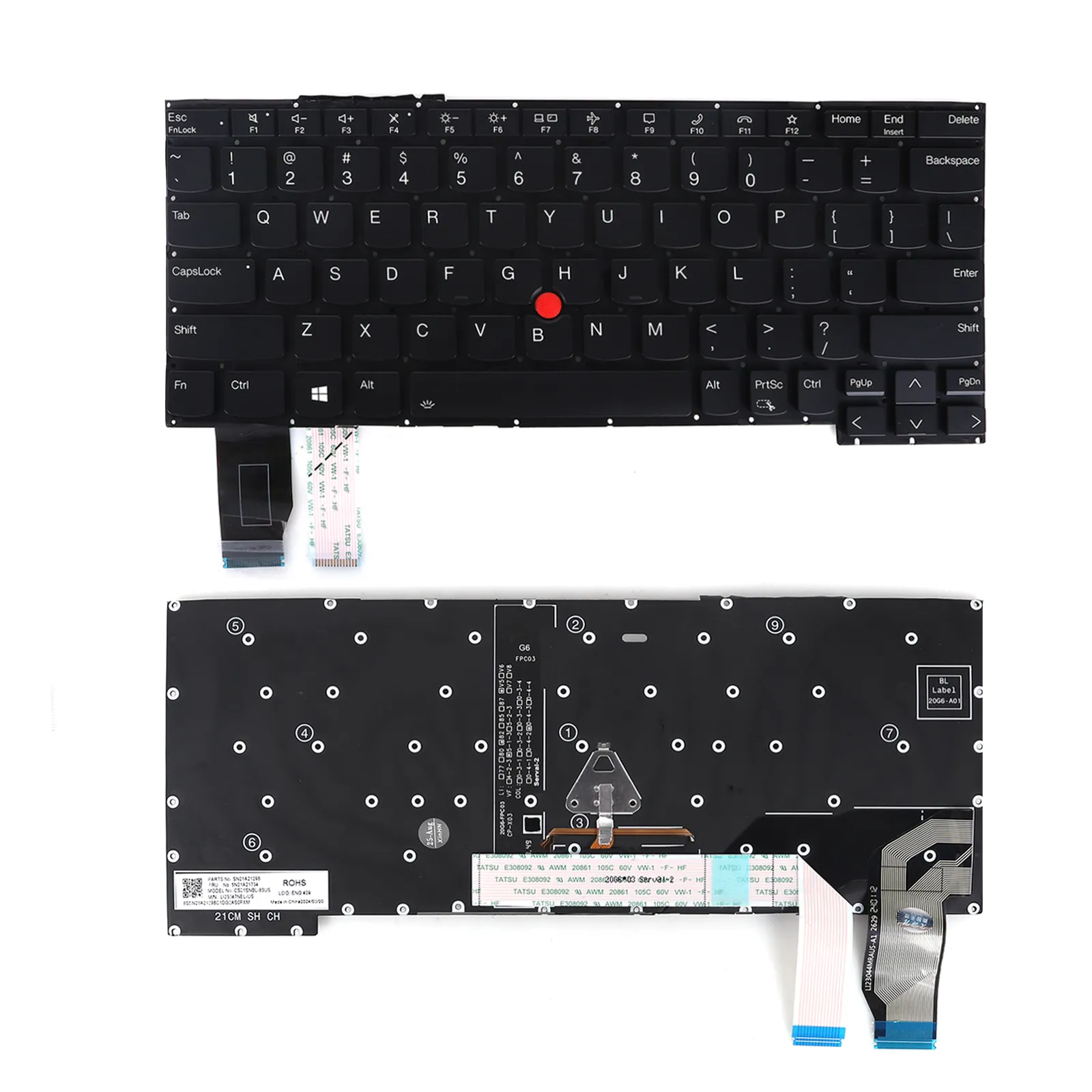 Picture of Laptop US keyboard forLenovo YOGA X13 GEN2 BLACK (Backlit.with point,WIN8) OEM	