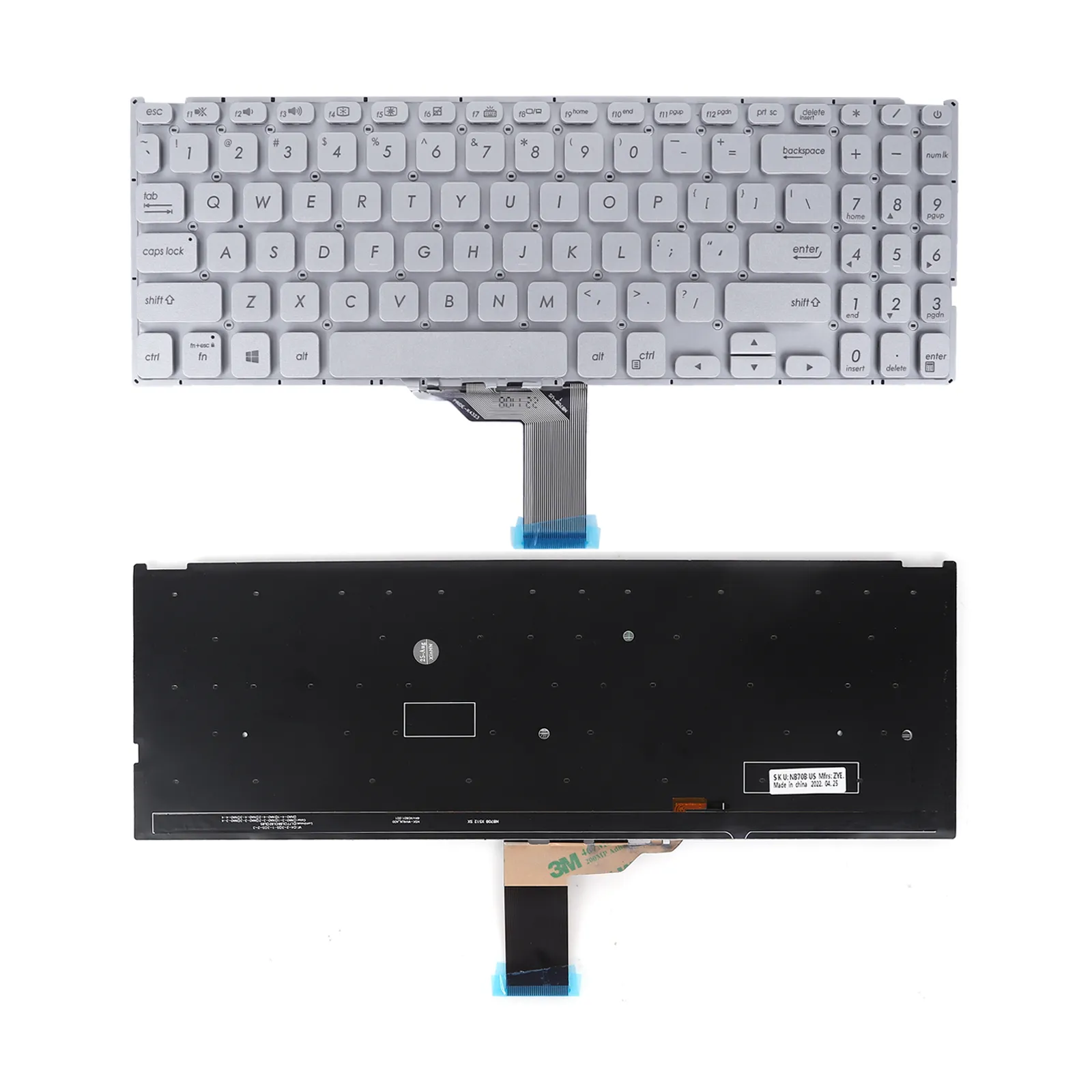 Picture of Laptop US keyboard forASUS X512 no pointing, backlit, silver （OEM）