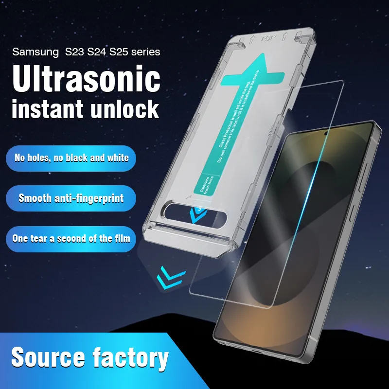 Picture of Suitable for Samsung Galaxy S25 Edge mobile phone screen protector, tempered film, full-screen without holes or black borders, instant application of 2 ultra-clear films