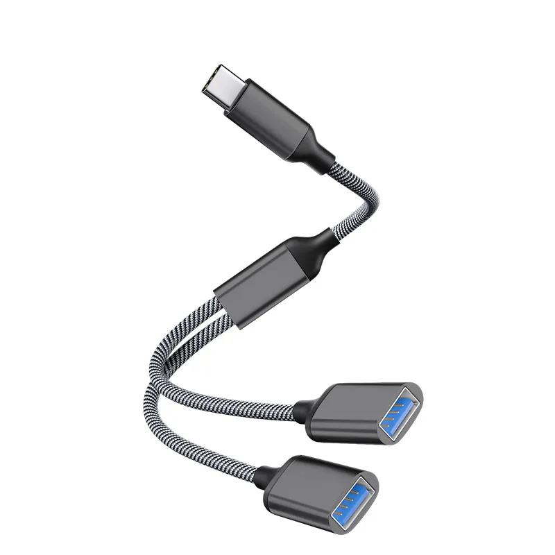 Picture of Expansion dock USB splitter charging multi interface converter USB drive mouse car hub type-c to USB * 2 adapter gray USB 2.0 * 2 transmission speed 480 Mbps charging 5V/2A MAX length 0.35 meters