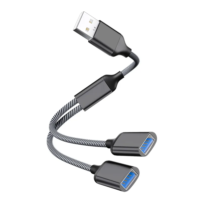 Picture of Docking station, USB splitter, charging, multi-interface converter, usb flash drive, mouse, car hub, usb to usb*2 adapter, gray USB2.0*2, transmission speed 480 Mbps, charging 5V/2A MAX, length 0.35 meters