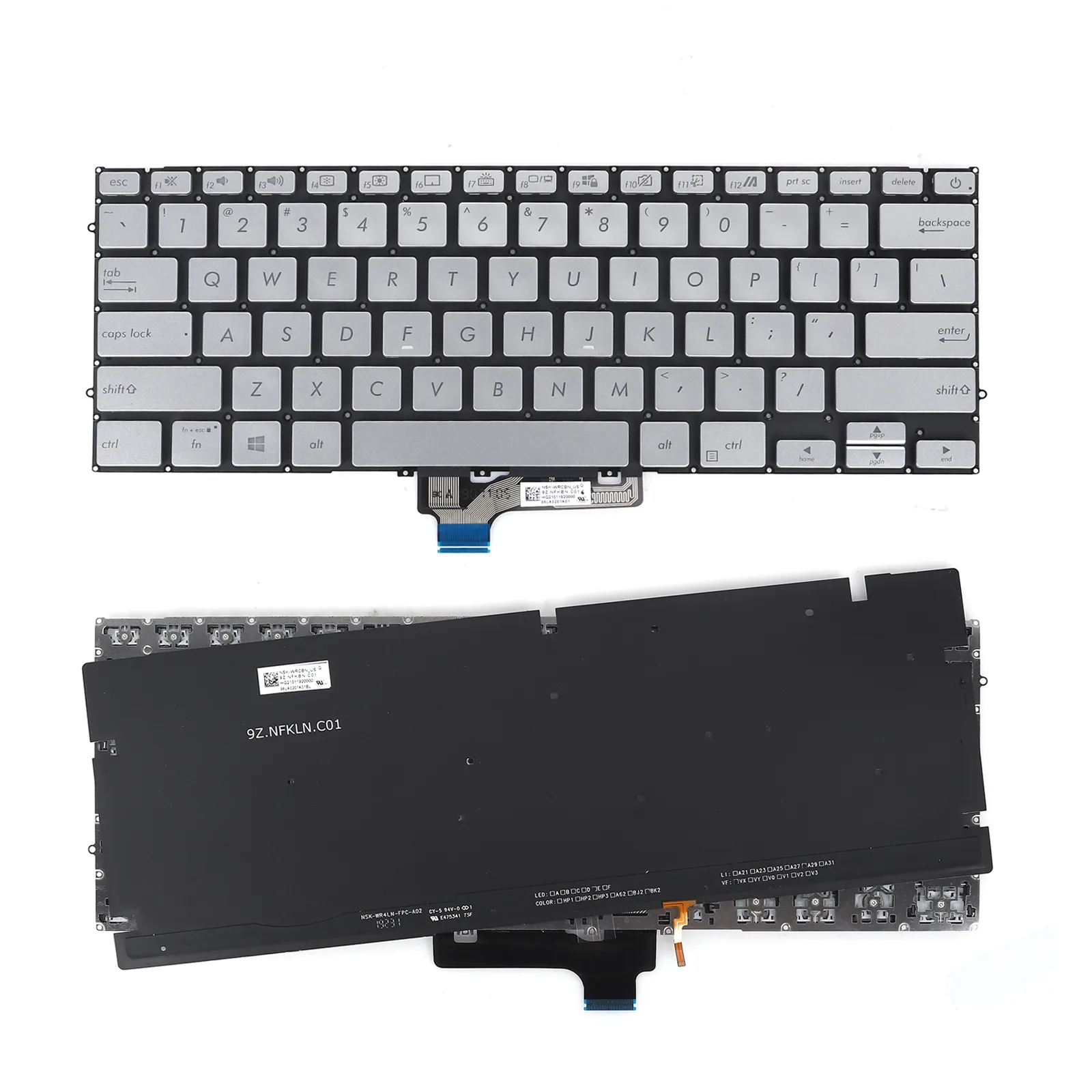 Picture of Laptop US keyboard forASUS ZenBook 14 UX431F UX431FA UX431FL UX431FN UM431DA SILVER（Backlit，Without FRAME，Win8）