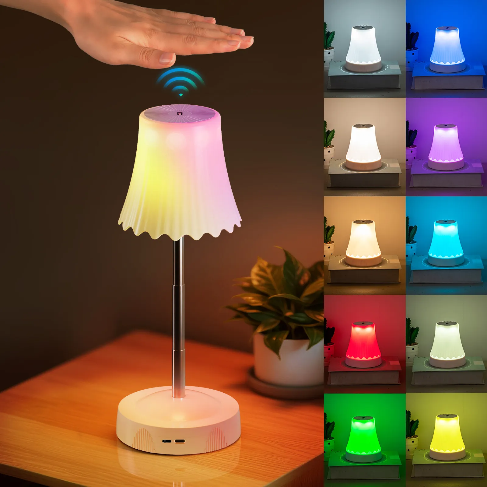Picture of Human gesture sensing ambient light creative internet celebrity dormitory bedroom bedside lamp charging small night light battery model USB charging