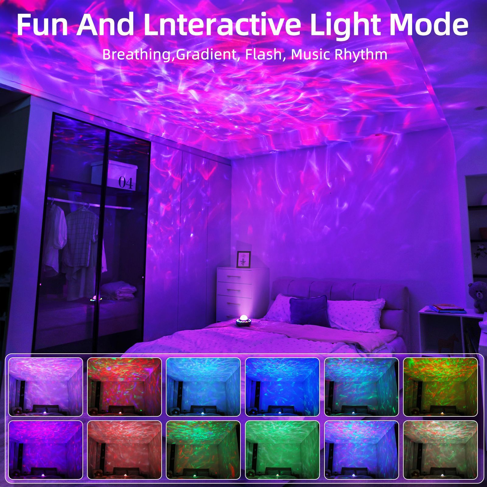 LED Colorful Bluetooth Speaker Music Rhythm Atmosphere Light Indoor Aurora Dynamic Starry Sky Projection Light USB Charging Version view 2