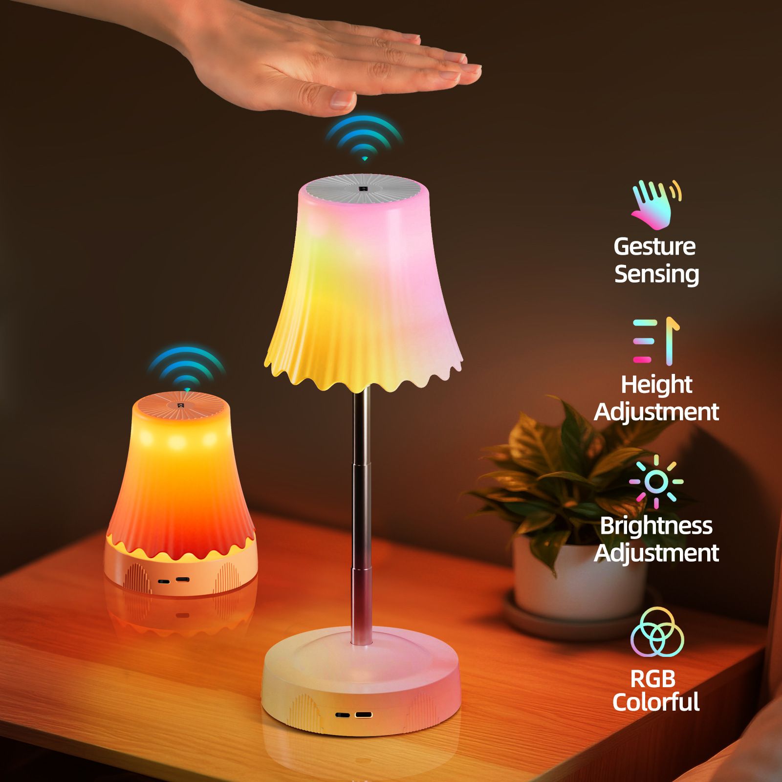 Human gesture sensing ambient light creative internet celebrity dormitory bedroom bedside lamp charging small night light battery model USB charging view 2