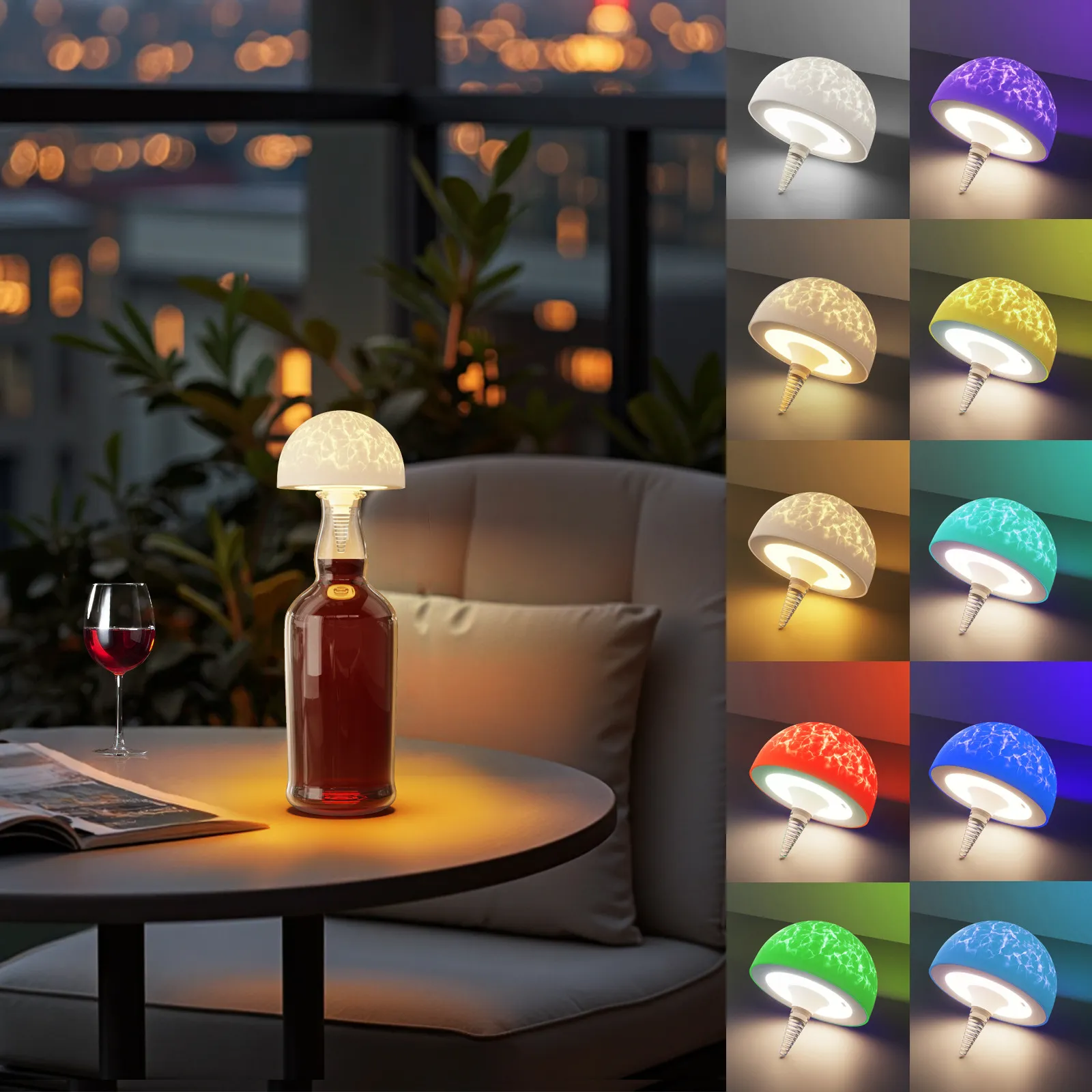 Picture of Bedhead lighting, table lamp, wine bottle lamp, desktop creative decoration atmosphere, small night light, remote control battery model, USB charging