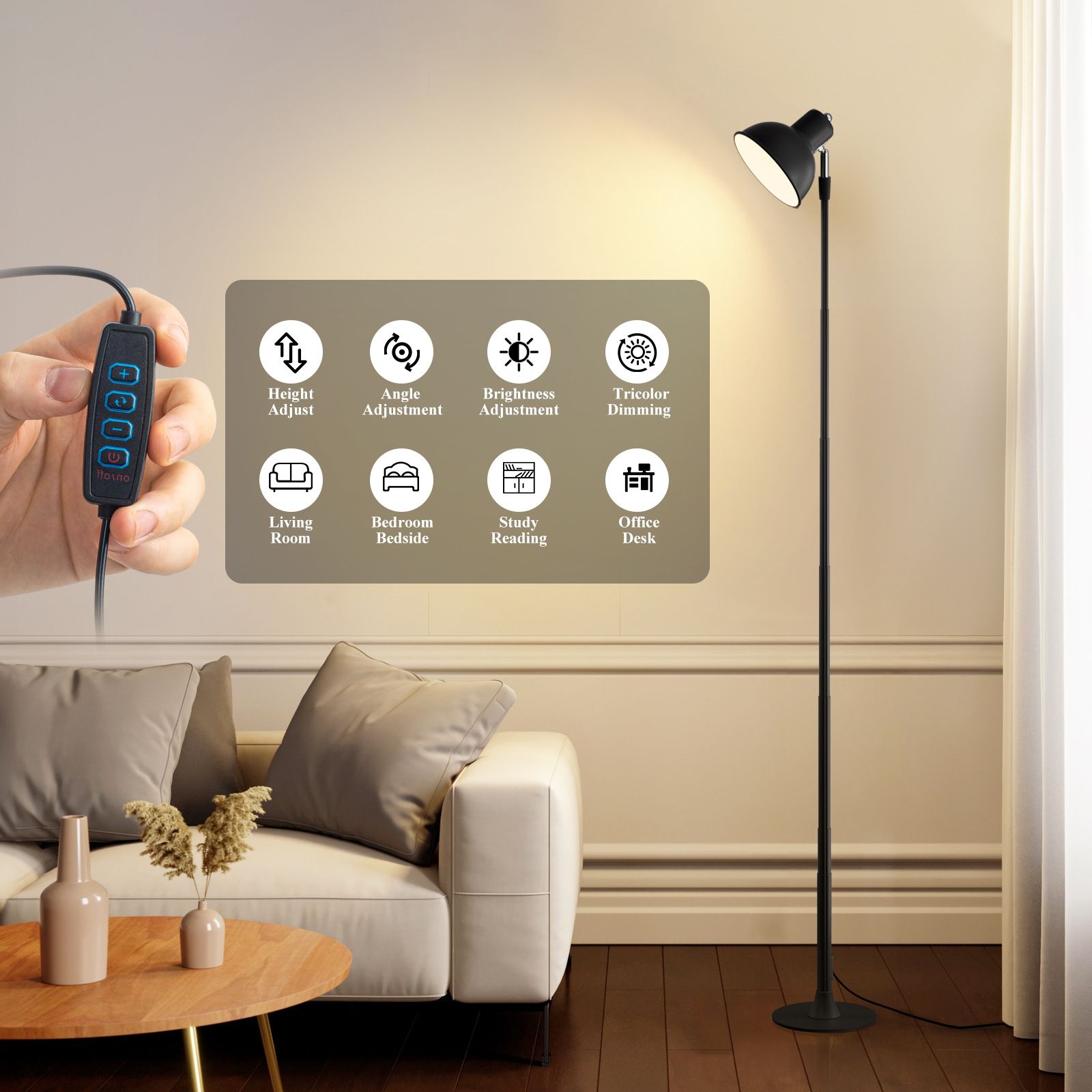 LED lights, dormitory reading and learning desk lamp, dormitory retractable desk lamp, three color light source button adjustment, USB plug in, DC 5V2A view 2