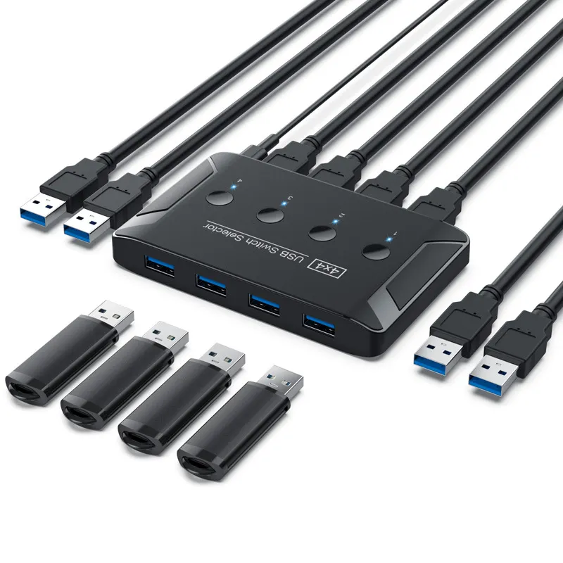 Picture of USB3.0 four-in-four-out switcher, usb hub printer shared splitter, one-to-four