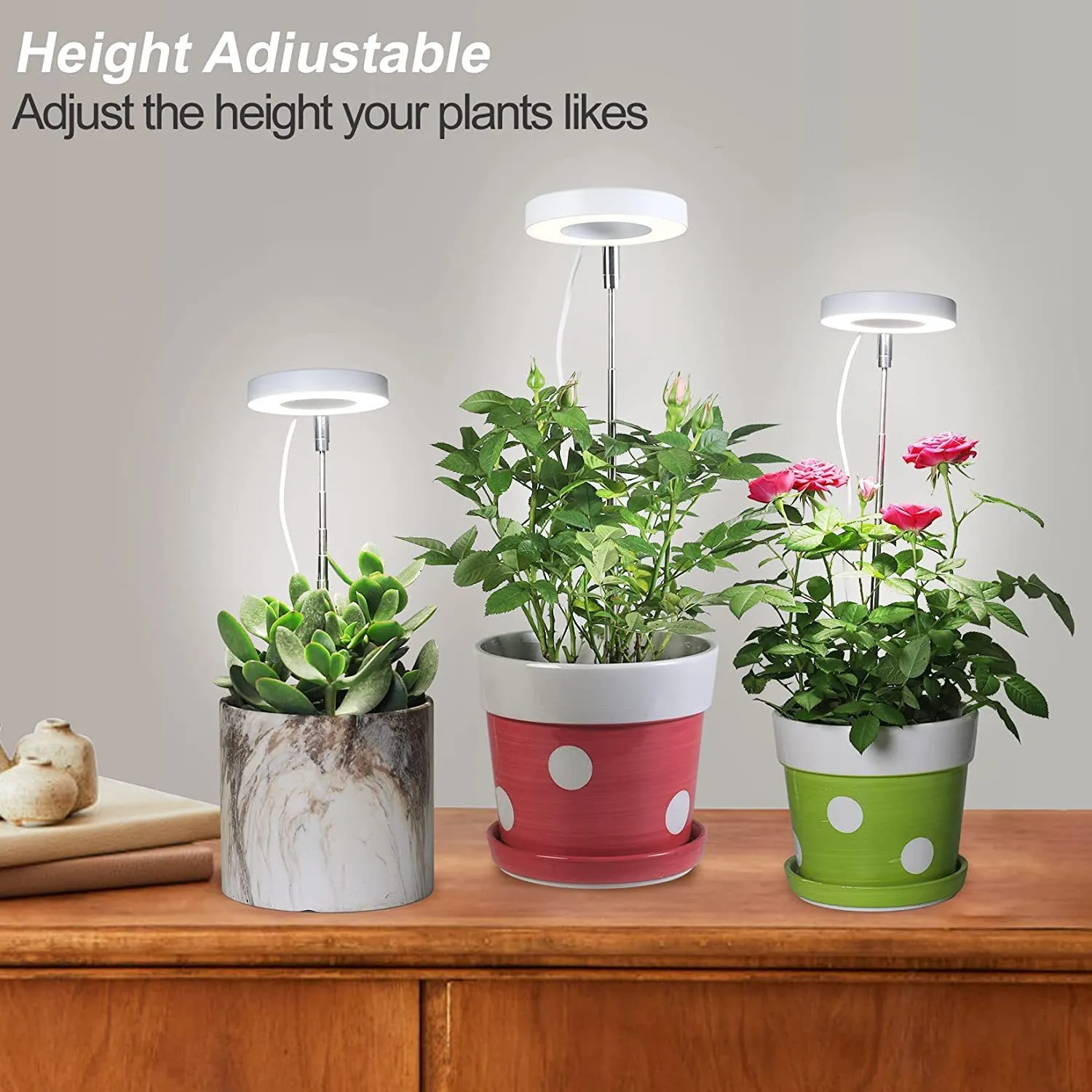 Picture of 2pcs/pot LED telescopic plant growth lamp, fill light, angel ring, 7W warm white light, indoor dimmable