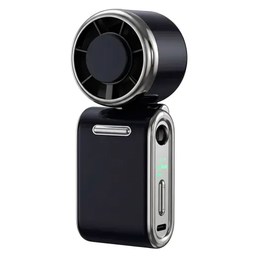 Picture of Handheld Folding Fan GEMWON Black (3000mAh, 14000 RPM, 5V2A, 5-speed wind adjustment, digital display)