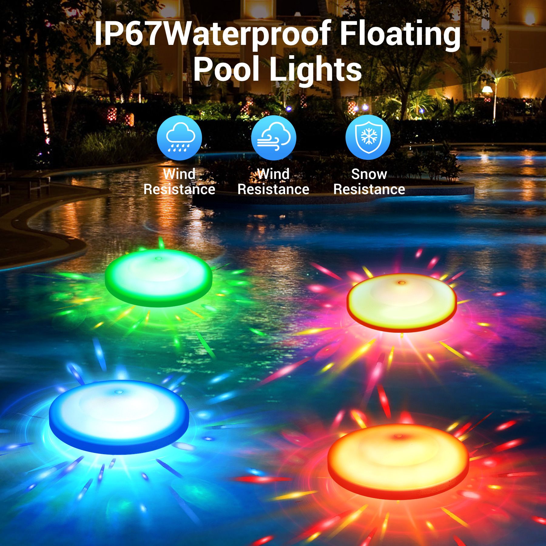2pcs/pot creative water float Light RGB seven-color swimming pool light IP67 waterproof swimming pool LED ambient light view 2