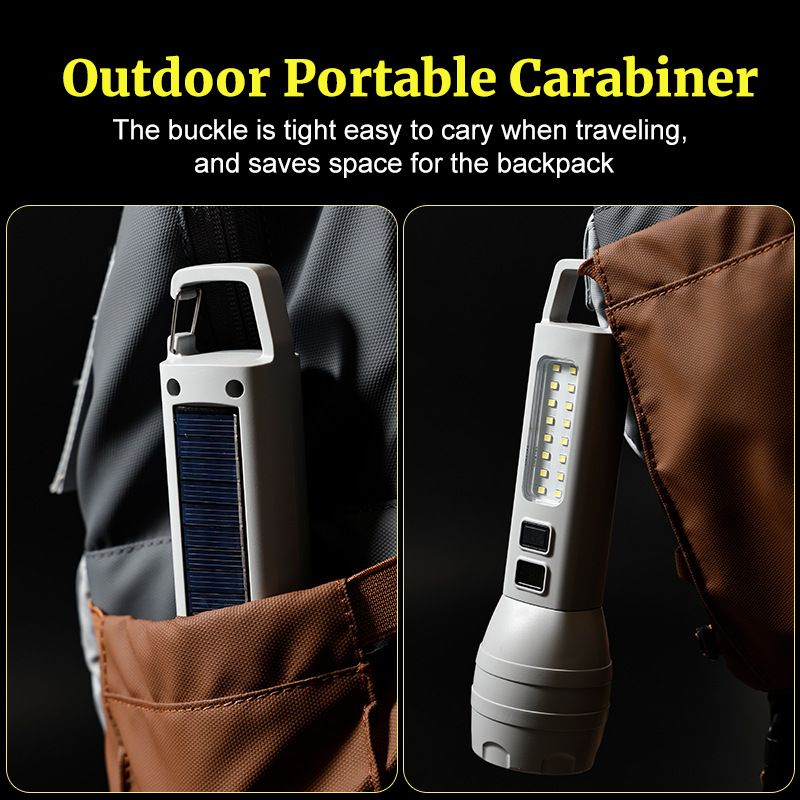 Solar-powered flashlight, portable small flashlight, outdoor multi-functional emergency light Tpye-C, rechargeable, IPX4 waterproof view 2