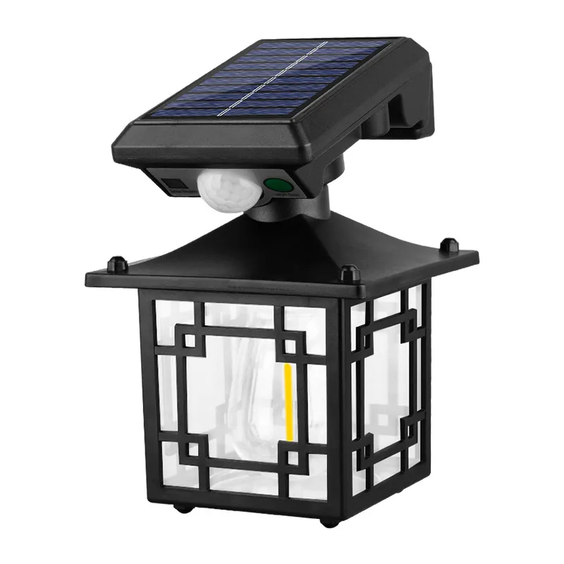 Picture of Outdoor solar garden wall lamp, waterproof street lamp, human body sensor road lighting, garden lamp, three-speed adjustable warm light integrated energy board